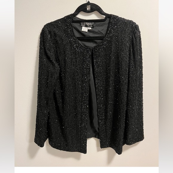 Nikky evenings black beaded jacket. Size 8 or medium - Picture 1 of 6